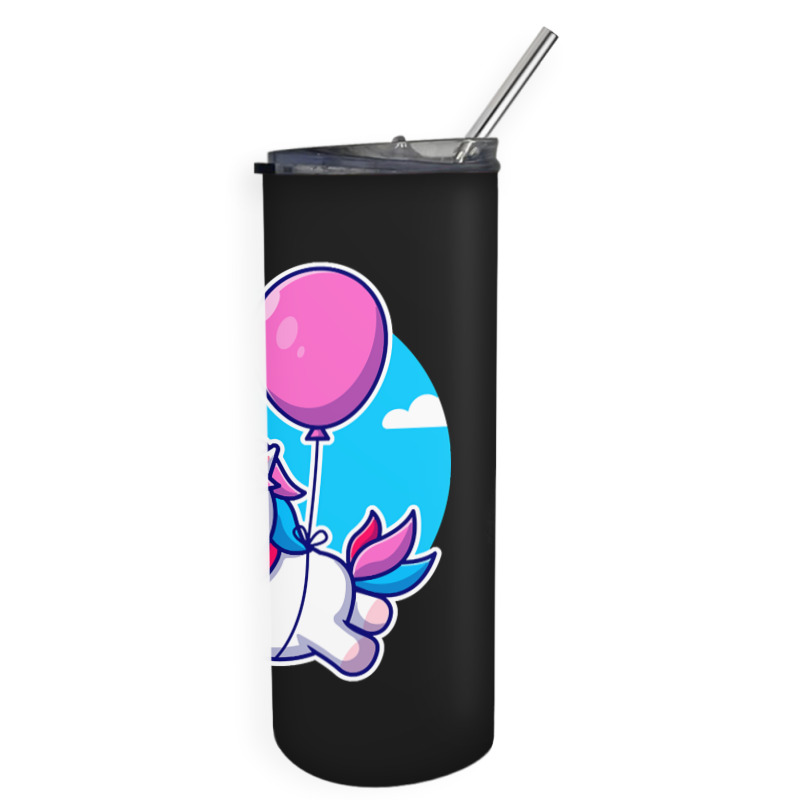 Limited Edition Cute Unicorn Floating With Balloon Cartoon Skinny Tumbler | Artistshot