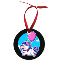 Limited Edition Cute Unicorn Floating With Balloon Cartoon Ornament | Artistshot