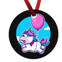 Limited Edition Cute Unicorn Floating With Balloon Cartoon Ornament | Artistshot