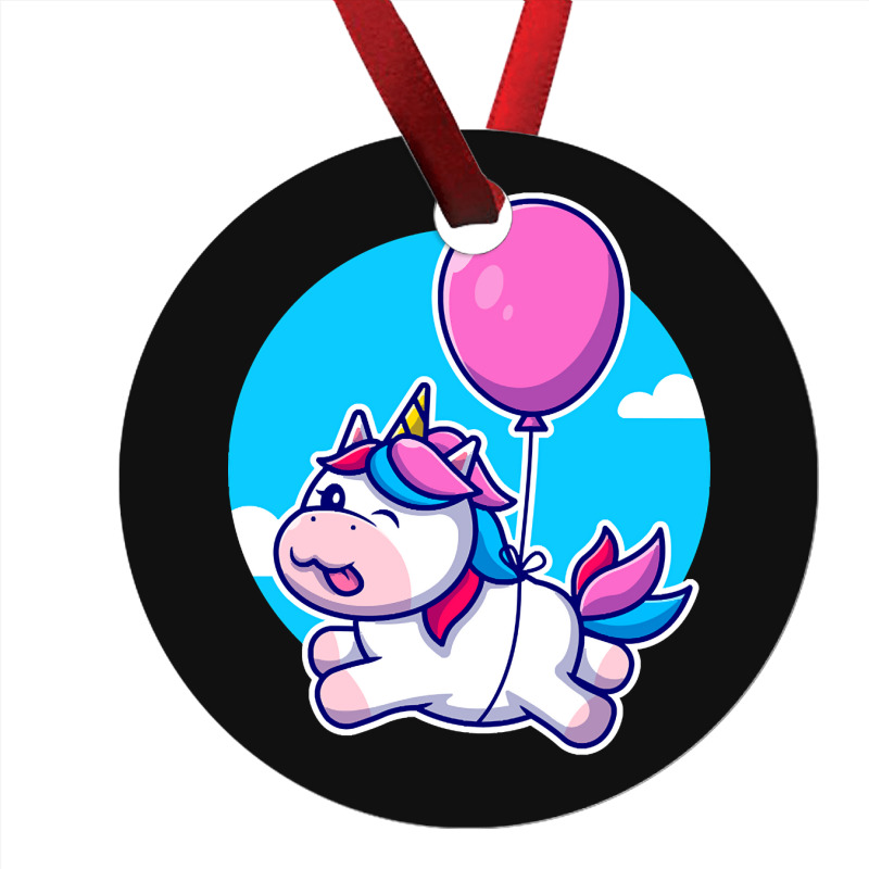 Limited Edition Cute Unicorn Floating With Balloon Cartoon Ornament | Artistshot