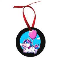 Limited Edition Cute Unicorn Floating With Balloon Cartoon Ornament | Artistshot