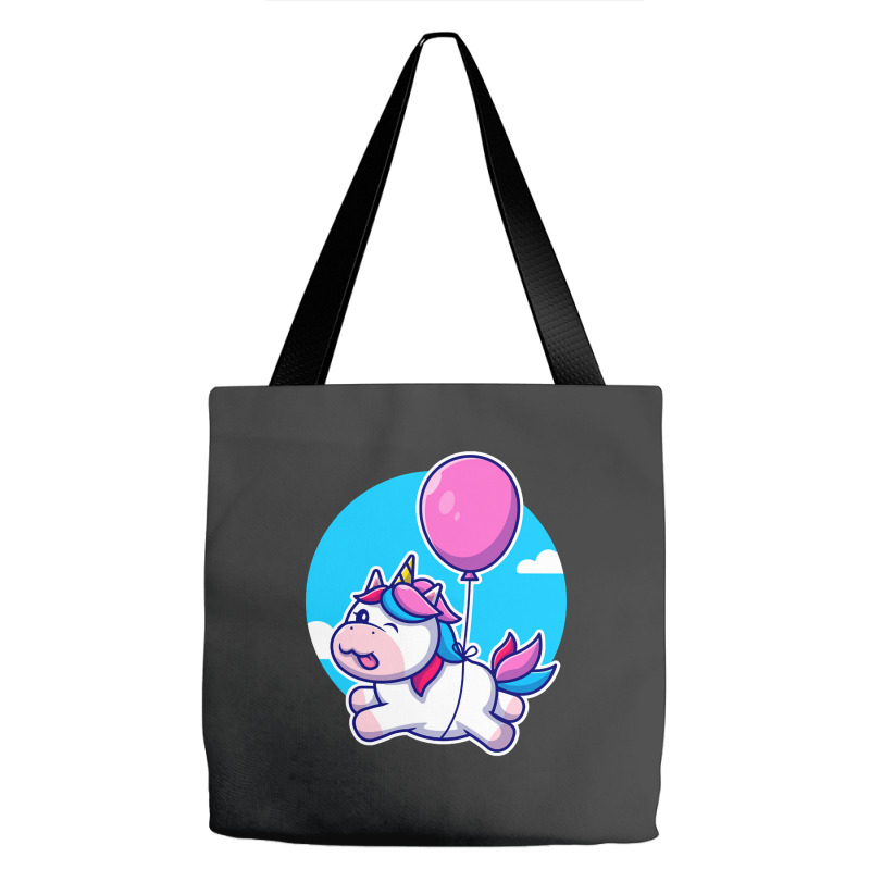 Limited Edition Cute Unicorn Floating With Balloon Cartoon Tote Bags | Artistshot