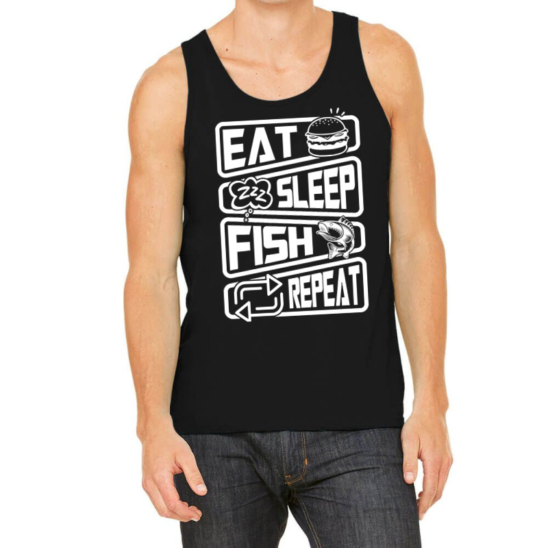 Limited Edition Eat Sleep Fish Repeat Tank Top by Rios Arevalo | Artistshot