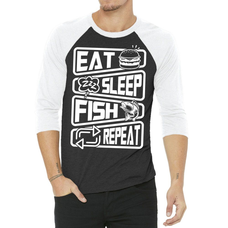 Limited Edition Eat Sleep Fish Repeat 3/4 Sleeve Shirt by Rios Arevalo | Artistshot