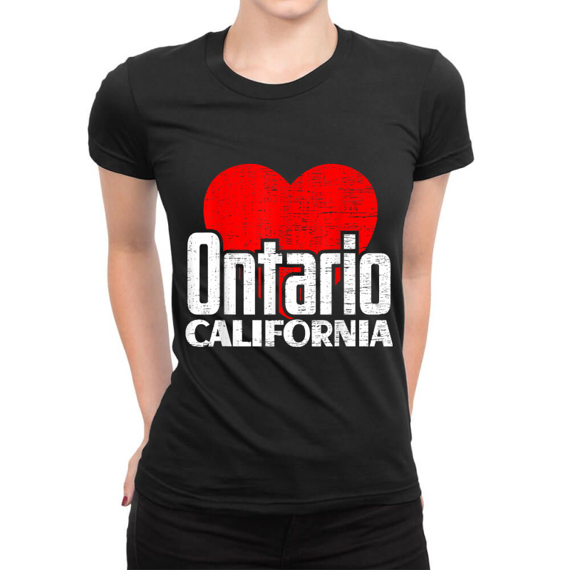 I Love Ontario California Retro Big Heart Ontario Vacation T Shirt Ladies Fitted T-Shirt by nilda1pr4klauer | Artistshot