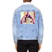 Dwayne The Rock Johnson Eating Blueberry Pancakes Poster Unisex Sherpa-lined Denim Jacket | Artistshot