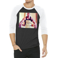 Dwayne The Rock Johnson Eating Blueberry Pancakes Poster 3/4 Sleeve Shirt | Artistshot