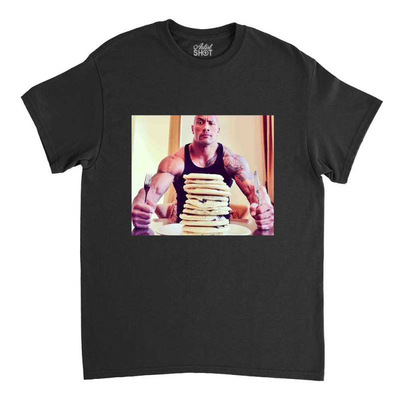 Dwayne The Rock Johnson Eating Blueberry Pancakes Poster Classic T-shirt by AbeaJuanje | Artistshot