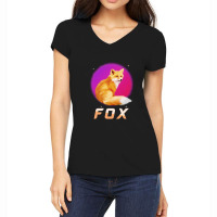 Funny Fox Running Animals Women's V-neck T-shirt | Artistshot