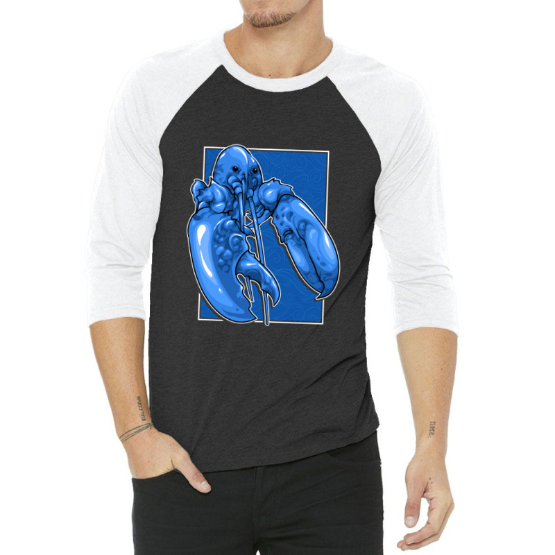 Funny Jumpscare Lobster Meme Blue Crustacean Pullover Hoodie 3/4 Sleeve Shirt | Artistshot