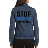 Stop Russian Aggression Ladies Denim Jacket | Artistshot