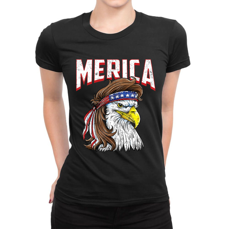 Hot Trend Merica Eagle Mulle 4th Of July Redneck Patriot Ladies Fitted T-Shirt by femalesbaubles | Artistshot