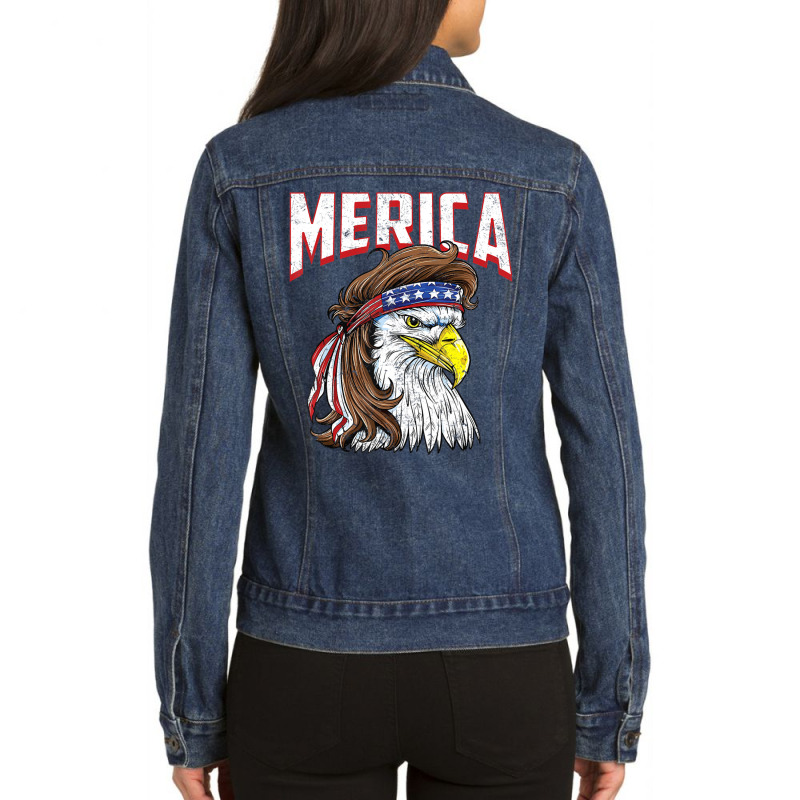 Hot Trend Merica Eagle Mulle 4th Of July Redneck Patriot Ladies Denim Jacket by femalesbaubles | Artistshot