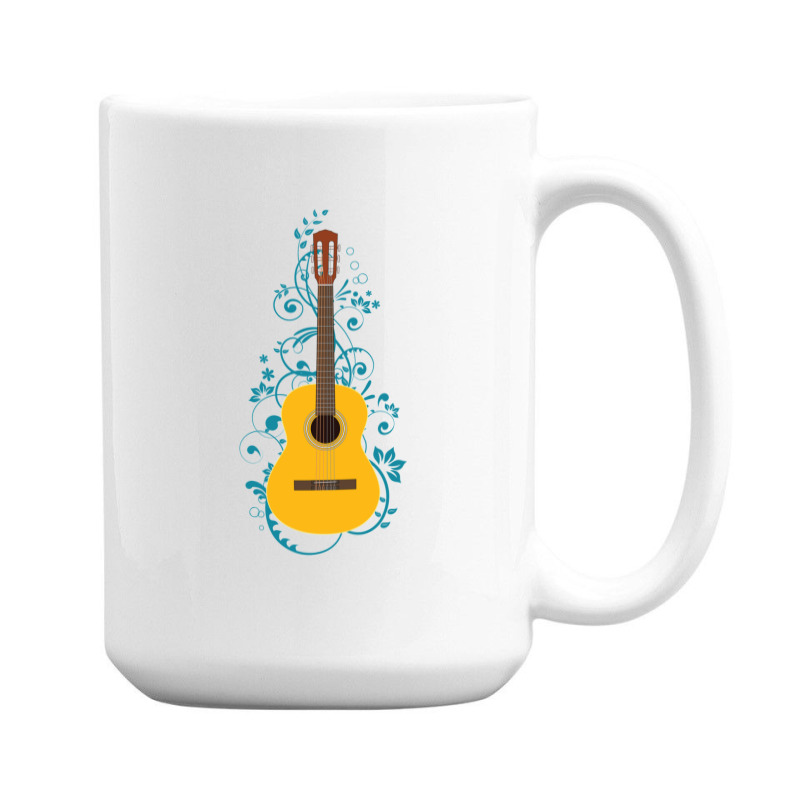 Classical Acoustic Guitar Flowering Vines 15 Oz Coffee Mug | Artistshot