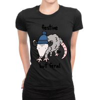 Limited Edition Festive But Feral Possum Ladies Fitted T-shirt | Artistshot