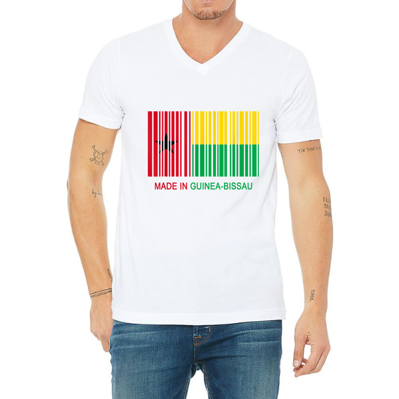 Made In Guinea Bissau Flag Barcode T Shirt V-neck Tee | Artistshot