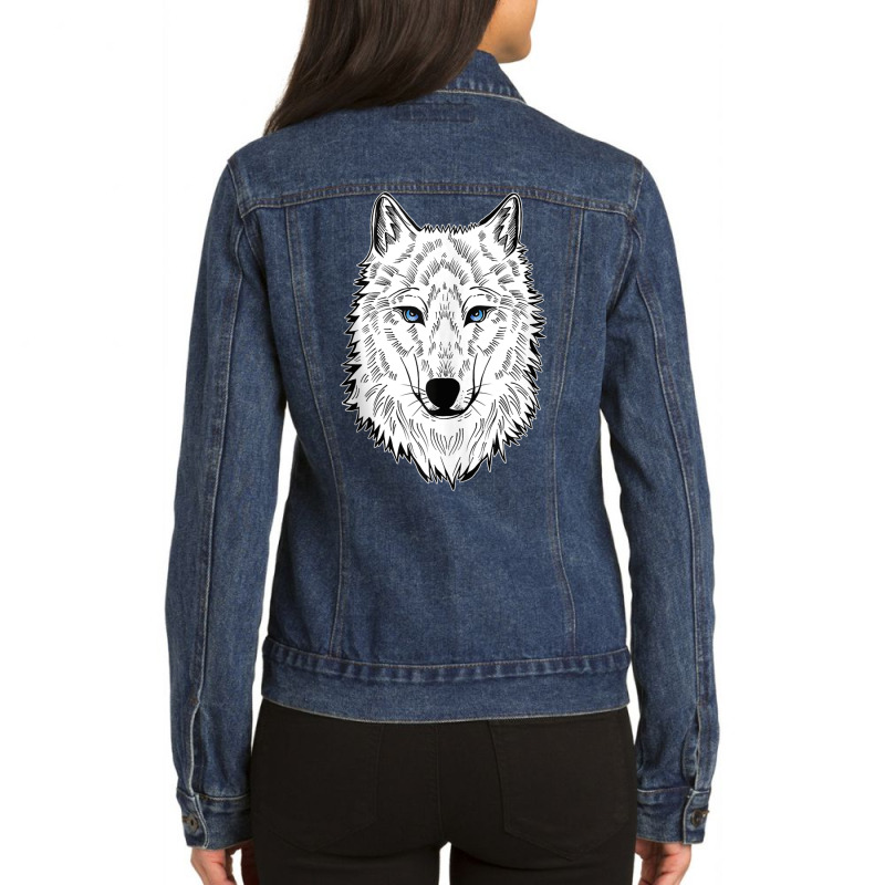 Polar Wolf Arctic Wolf Snow Tank Top Ladies Denim Jacket by choninzel | Artistshot