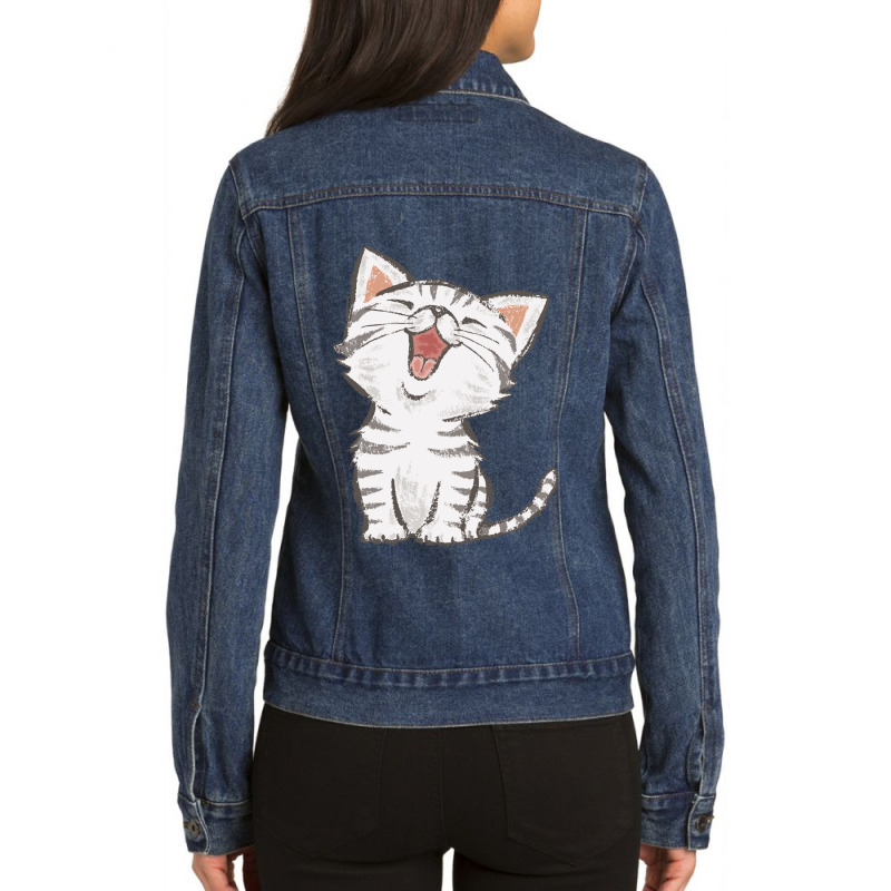 American Shorthair Happy Ladies Denim Jacket by HECTORNVAZQUEZ | Artistshot