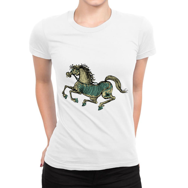 Limited Edition Golden Star Horse In A Race Ladies Fitted T-Shirt by Box Bingham | Artistshot