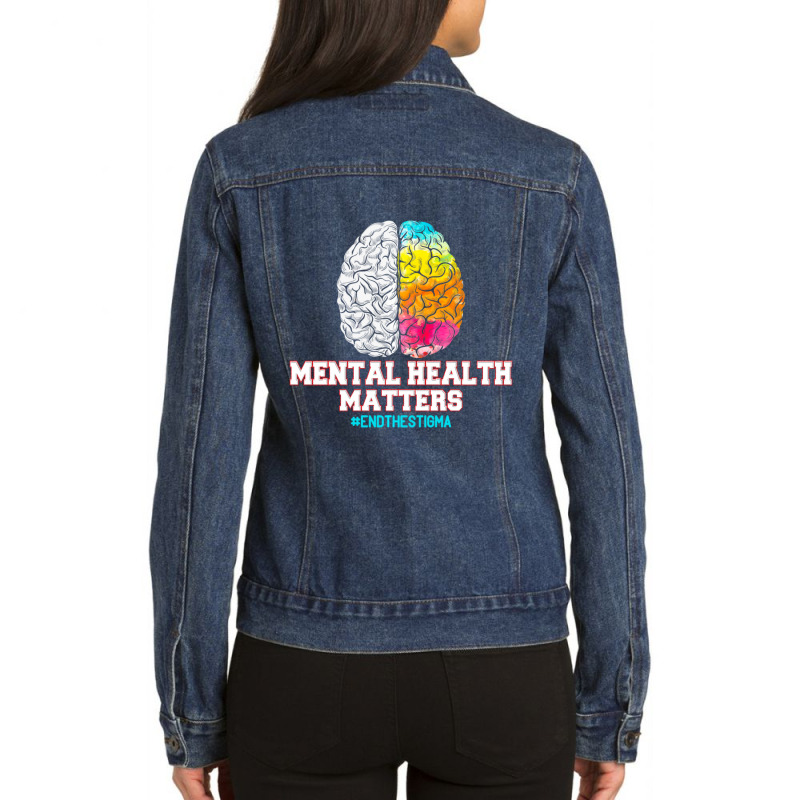 Hot Trend Mental Health Matters End The Stigma Love Awareness Ladies Denim Jacket by yumgaugeteuda | Artistshot