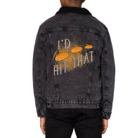 Skeet Shooting Trap Sporting Clay Target I'd Hit That Premium Unisex Sherpa-lined Denim Jacket | Artistshot