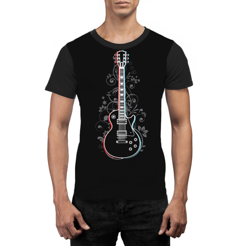 Lpstyle Electric Guitar 3d Outline Flowering Vines Graphic T-shirt | Artistshot