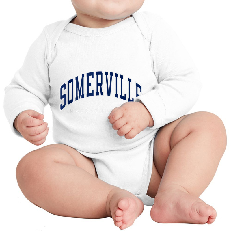 Somerville Massachusetts Ma Varsity Style Navy Text Tank Top Long Sleeve Baby Bodysuit | Artistshot