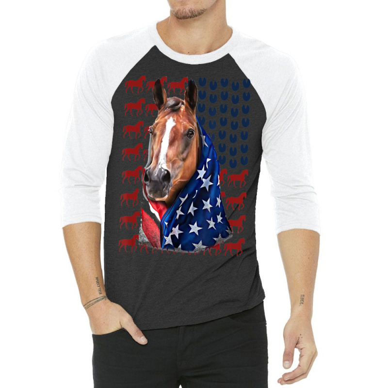 Hot Trend Patriotic Horse American Flag Horse 4th Of 3/4 Sleeve Shirt | Artistshot