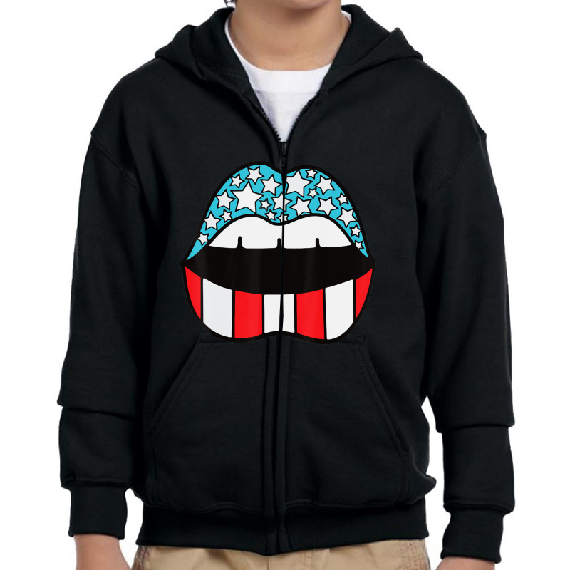 Trending Patriotic Patriotic Lips 4th Of July American Youth Zipper Hoodie by degreesgunner | Artistshot