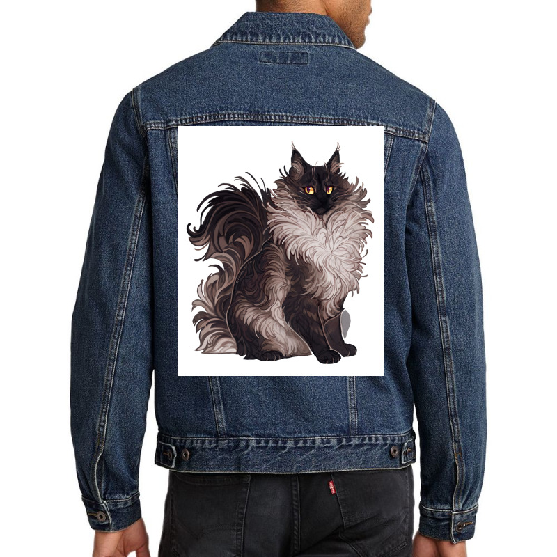 Black And White Cat Poster Blue Aesthetic Men Denim Jacket by globossterkyc | Artistshot