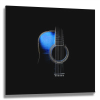 Blue Acoustic Guitar Hi-lite Essential Metal Print Square | Artistshot