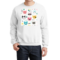 Childlish Cat Pattern Poster Aesthetic Crewneck Sweatshirt | Artistshot