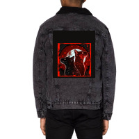 Red And Black Cats Howling At The Moon V2 Red No28   Collection   Cats Unisex Sherpa-lined Denim Jacket | Artistshot