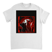 Red And Black Cats Howling At The Moon V2 Red No28   Collection   Cats Classic T-shirt | Artistshot