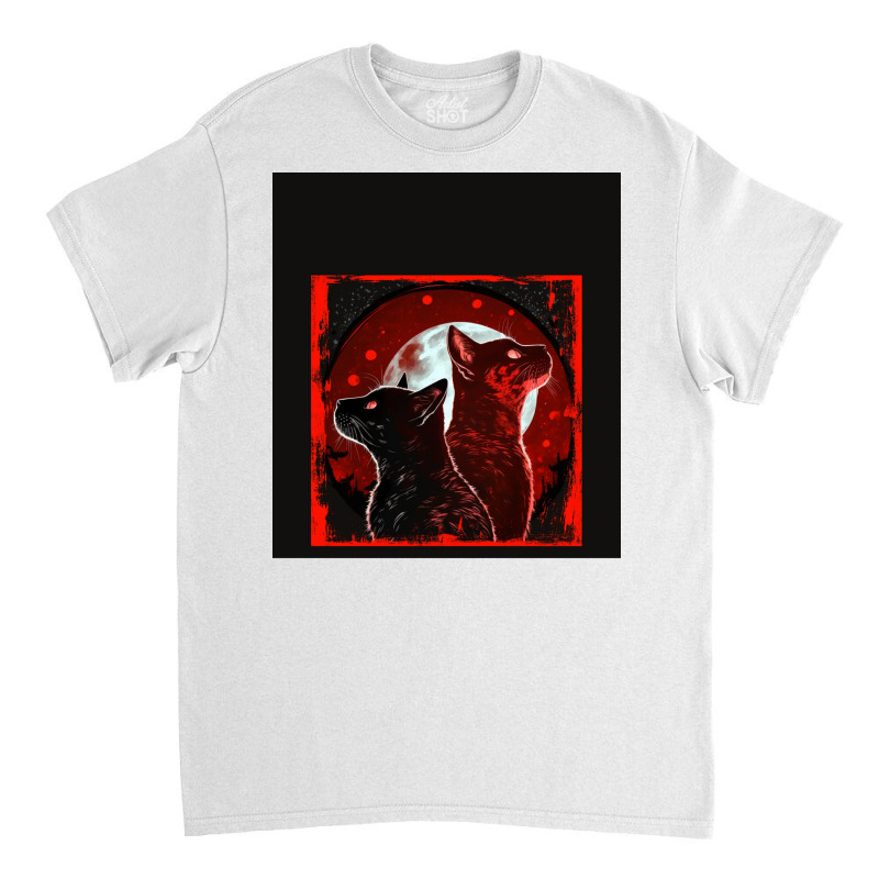 Red And Black Cats Howling At The Moon V2 Red No28   Collection   Cats Classic T-shirt by ninvemroweh3 | Artistshot