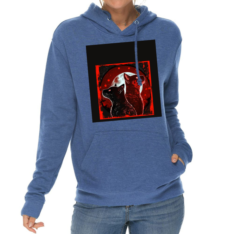 Red And Black Cats Howling At The Moon V2 Red No28   Collection   Cats Lightweight Hoodie by ninvemroweh3 | Artistshot