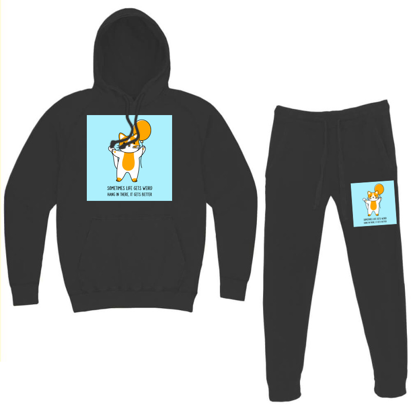 Cat Balloon Cheered Up Fashion Poster Summer Hoodie & Jogger set by globossterkyc | Artistshot