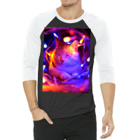 Cat Lightning Poster Art Poster Humor 3/4 Sleeve Shirt | Artistshot