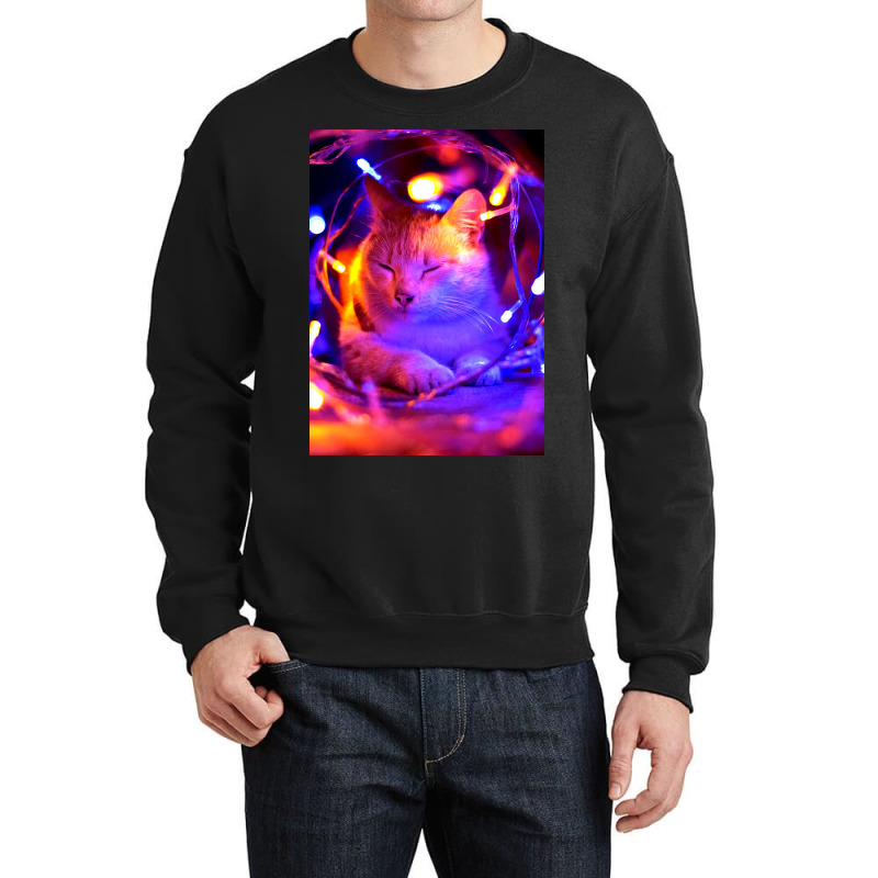 Cat Lightning Poster Art Poster Humor Crewneck Sweatshirt | Artistshot