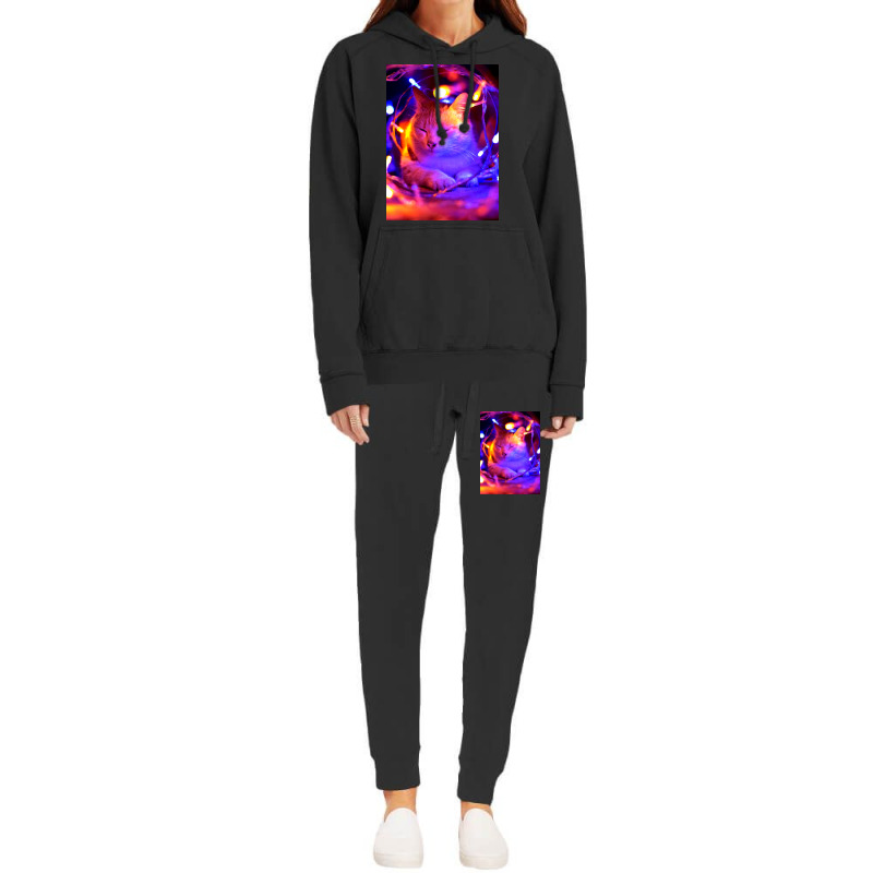 Cat Lightning Poster Art Poster Humor Hoodie & Jogger Set | Artistshot