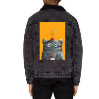 Cat Robot Cat Poster Unisex Sherpa-lined Denim Jacket | Artistshot