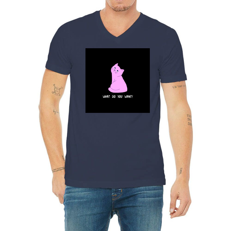 Cat Serious Looking Kitten Pink Deferent Cute Poster Retro (1) V-neck Tee | Artistshot