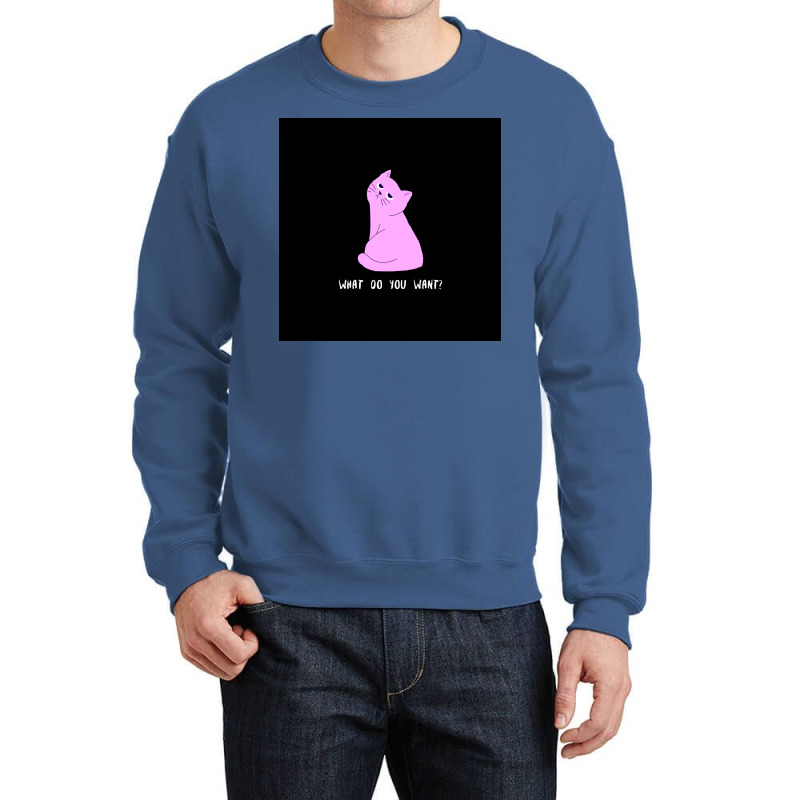 Cat Serious Looking Kitten Pink Deferent Cute Poster Retro (1) Crewneck Sweatshirt | Artistshot