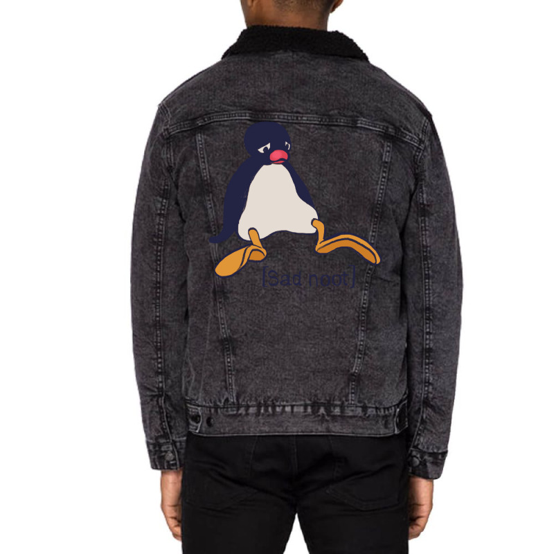 I Draw Sad Noot Penguin Meme Unisex Sherpa-lined Denim Jacket | Artistshot