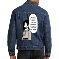 I Draw That Panel Of Osaka Saying She Doesn't Like Rude Shirts   Azuma Men Denim Jacket | Artistshot