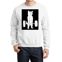 Cat Weightlifting Poster Blue Crewneck Sweatshirt | Artistshot