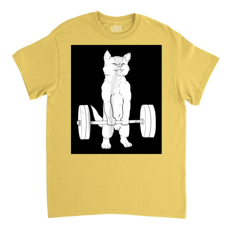 Cat Weightlifting Poster Blue Classic T-shirt by globossterkyc | Artistshot