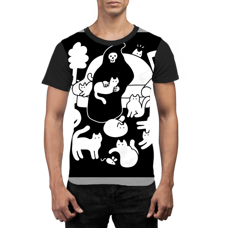 Death And His Cats Poster Nostalgia Graphic T-shirt | Artistshot