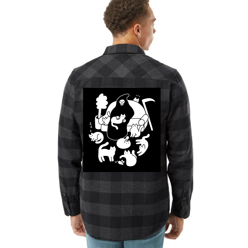 Death And His Cats Poster Nostalgia Flannel Shirt | Artistshot