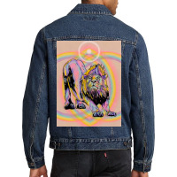 Look At This Rainbow Lion Poster Red Men Denim Jacket | Artistshot